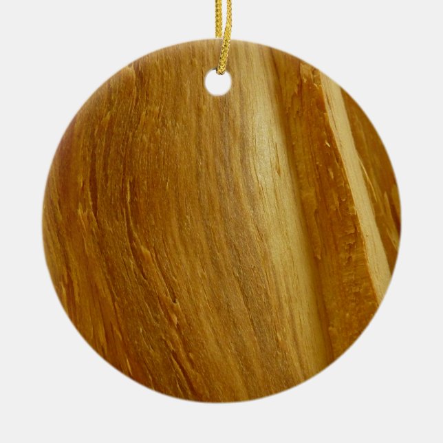Pine Wood II Faux Wooden Texture Ceramic Ornament (Front)