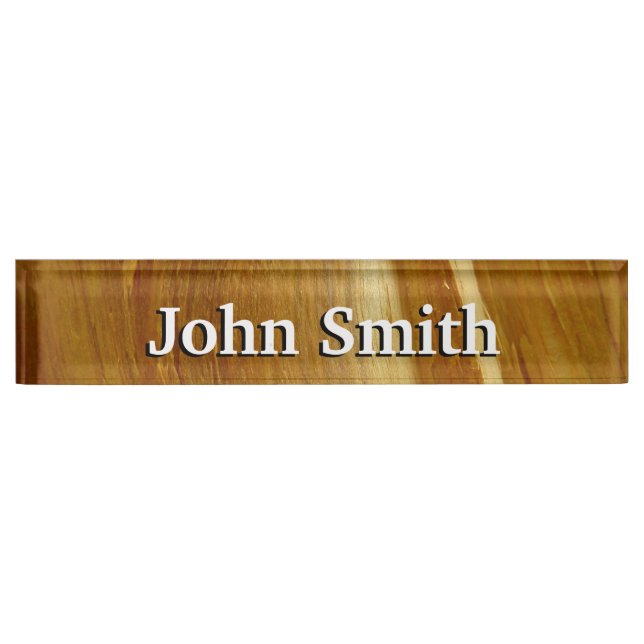 Pine Wood II Faux Wooden Texture Desk Name Plate (Front)