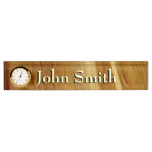 Pine Wood II Faux Wooden Texture Desk Name Plate