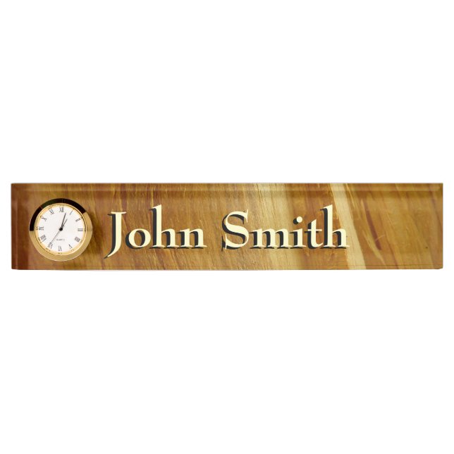 Pine Wood II Faux Wooden Texture Desk Name Plate (Front)