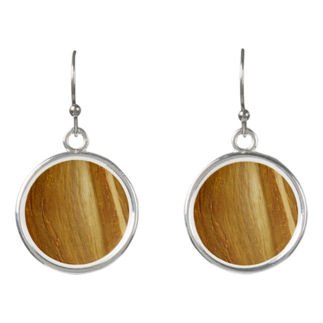 Pine Wood II Faux Wooden Texture Earrings (Front)