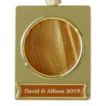 Pine Wood II Faux Wooden Texture Gold Plated Banner Ornament