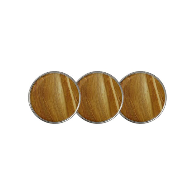 Pine Wood II Faux Wooden Texture Golf Ball Marker (3 Up)