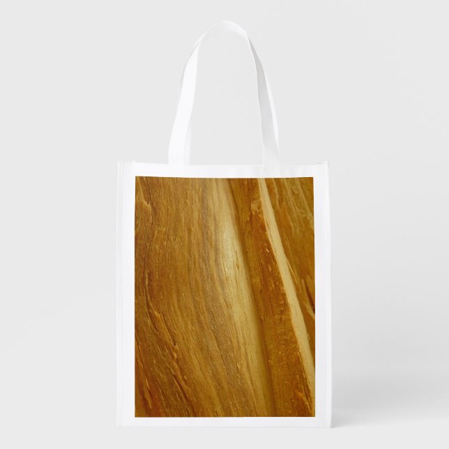Pine Wood II Faux Wooden Texture Grocery Bag (Front)