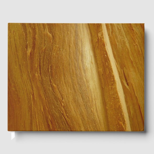 Pine Wood II Faux Wooden Texture Guest Book (Front)
