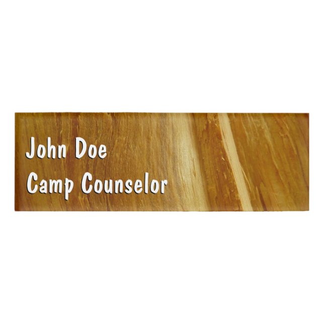 Pine Wood II Faux Wooden Texture Name Tag (Front)