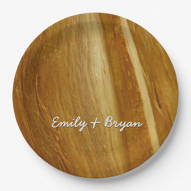 Pine Wood II Faux Wooden Texture Paper Plates (Front)