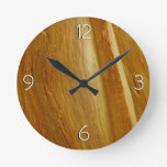 Pine Wood II Faux Wooden Texture Round Clock