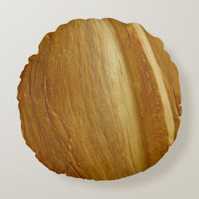 Pine Wood II Faux Wooden Texture Round Pillow (Front)