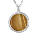Pine Wood II Faux Wooden Texture Silver Plated Necklace