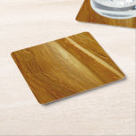Pine Wood II Faux Wooden Texture Square Paper Coaster