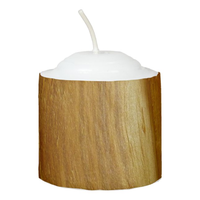 Pine Wood II Faux Wooden Texture Votive Candle (Front)