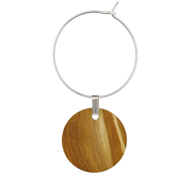 Pine Wood II Faux Wooden Texture Wine Glass Charm (Front)