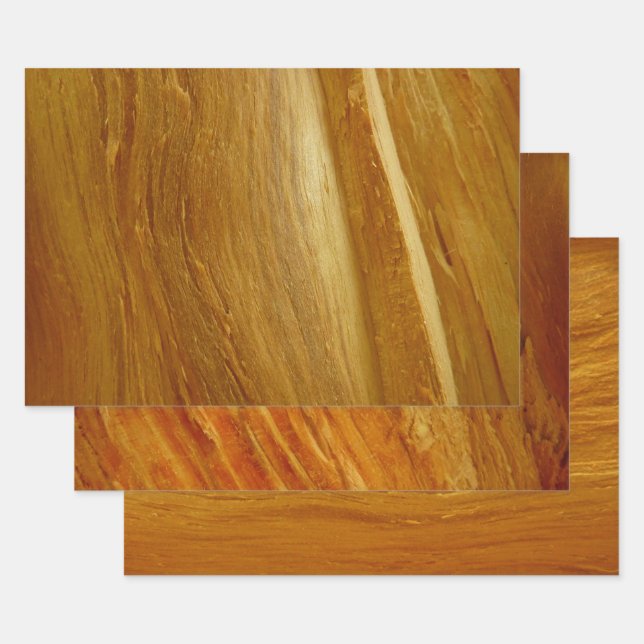 Pine Wood II Faux Wooden Texture Wrapping Paper Sheets (Set)