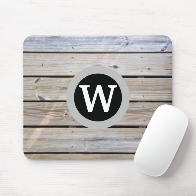 Pine Wood Monogram Mouse Pad (With Mouse)