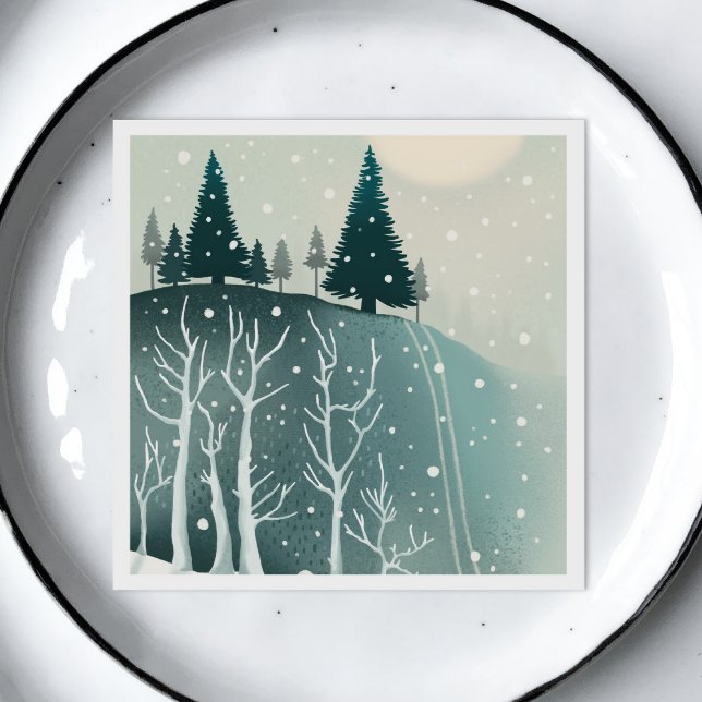 Pine Woodland Christmas | Nature Winter Holiday Napkins (Creator Uploaded)