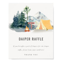 Pine Woods Camping Diaper Raffle Baby Shower Sign