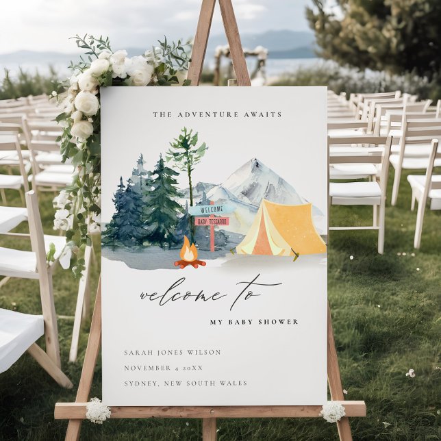 Pine Woods Camping Mountain Baby Shower Welcome Foam Board (Creator Uploaded)