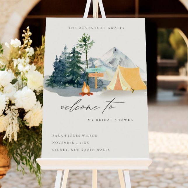 Pine Woods Camping Mountain Bridal Shower Welcome Foam Board (Creator Uploaded)
