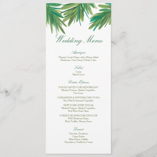 Pine Woods Watercolor  Wedding Menu