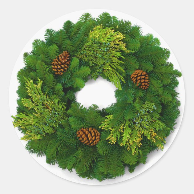 Pine Wreath Christmas Seal Stickers