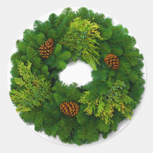 Pine Wreath Christmas Seal Stickers