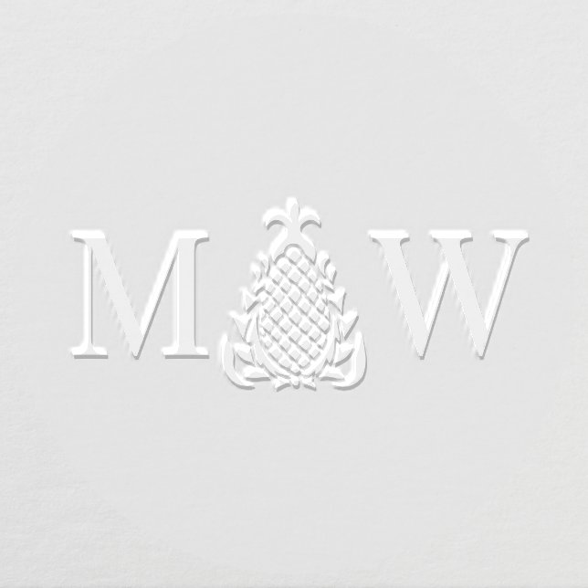 Pineapple #10 Couple Wedding 2 Initial Monogram Embosser (Design)