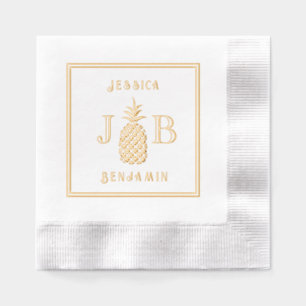 Pineapple #11 Couple 2 Initial Monogram Names FrCA Foil Napkins