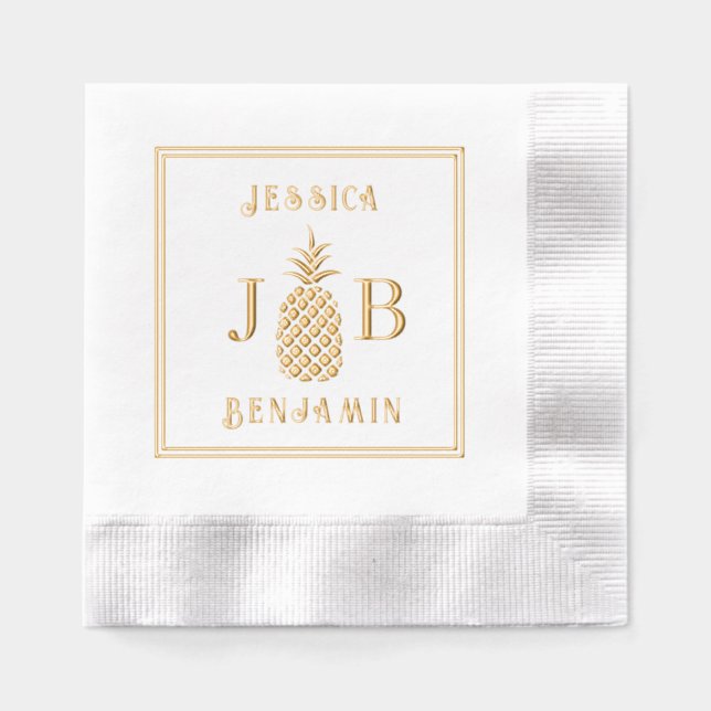Pineapple #87 Couple 2 Initial Monogram Names FrCA Foil Napkins (Front)