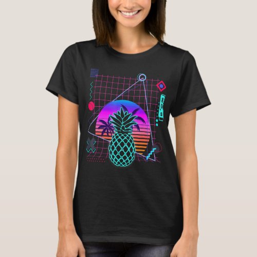 Pineapple Aesthetic Vaporwave 80s Style Pineapple  T_Shirt