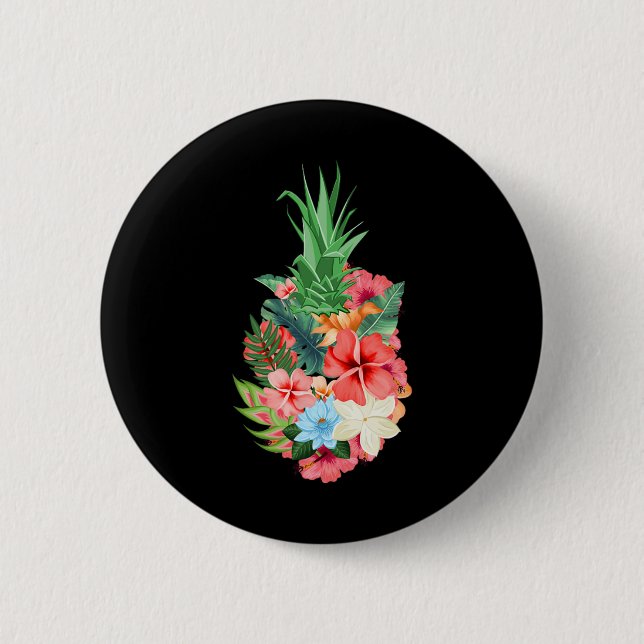 Pineapple Aloha Beaches Summer - Flowers Tropical  Button (Front)