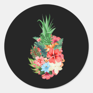 Pineapple Aloha Beaches Summer - Flowers Tropical  Classic Round Sticker