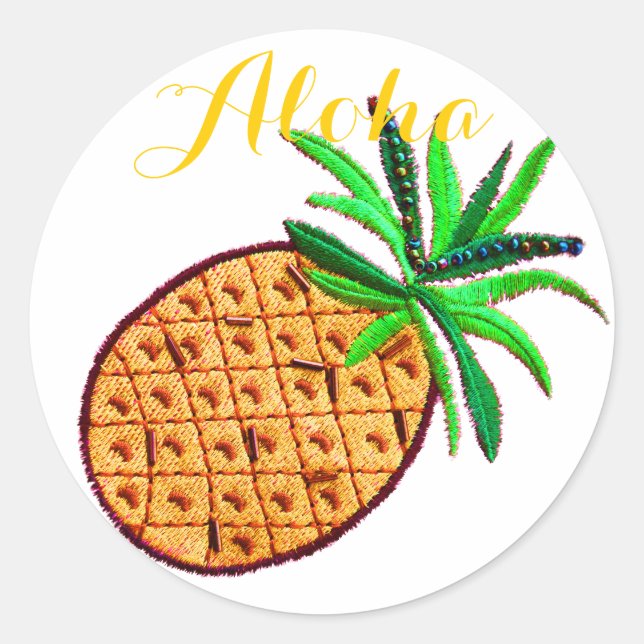 Pineapple Aloha Classic Round Sticker (Front)