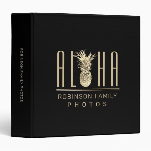 Pineapple Aloha Family Monogram Photo 3 Ring Binder