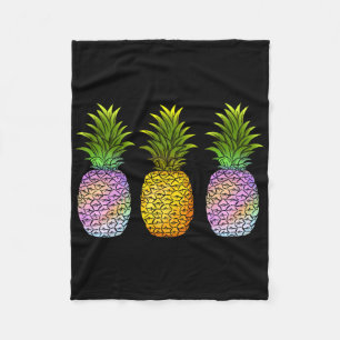 Pineapple Aloha Hawaii Hawaiian Fruit Summer Vacat Fleece Blanket