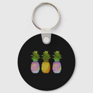 Pineapple Aloha Hawaii Hawaiian Fruit Summer Vacat Keychain