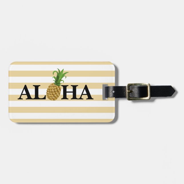 Pineapple Aloha Luggage Tag (Front Horizontal)