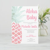 Pineapple Aloha Summer Tropical Fruit Baby Shower Invitation (Standing Front)