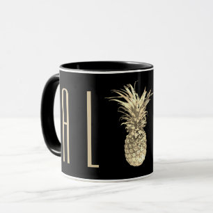 Pineapple Aloha Tropical Gold Topography Mug