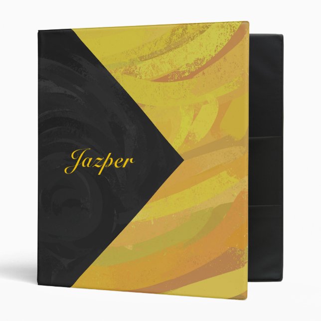 Pineapple and Black Monogram 3 Ring Binder (Front/Inside)