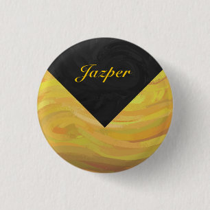 Pineapple and Black Monogram Pinback Button
