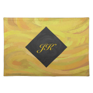 Pineapple and Black Monogram Placemat