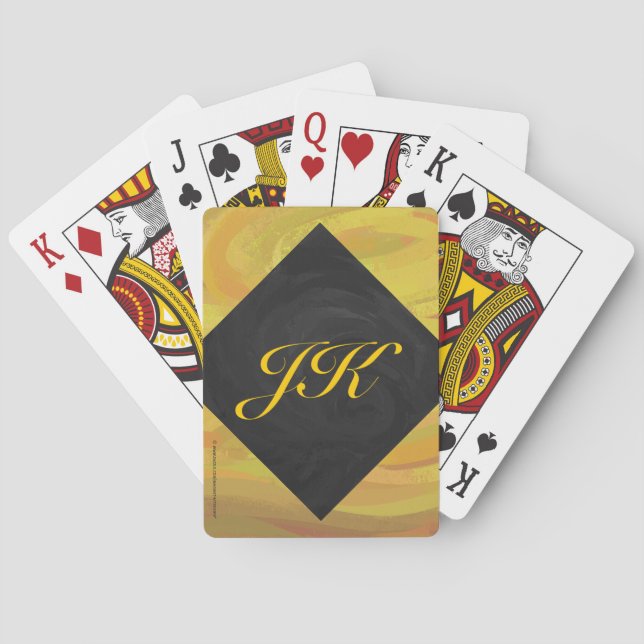 Pineapple and Black Monogram Poker Cards (Back)