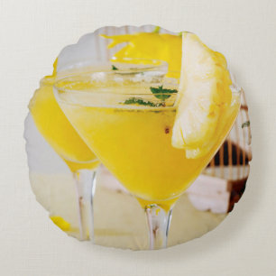 Pineapple and ginger Fresca cocktail Round Pillow