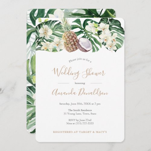 Pineapple And Greenery Tropics Wedding Shower Invitation