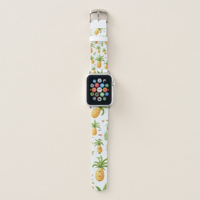 pineapple and heart pattern design applewatch band (Front)