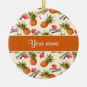 Pineapple and Hibiscus Ceramic Ornament