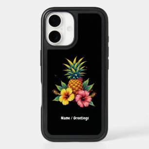 Pineapple and Hibiscus Floral Hawaii Summer Beach  iPhone 16 Case