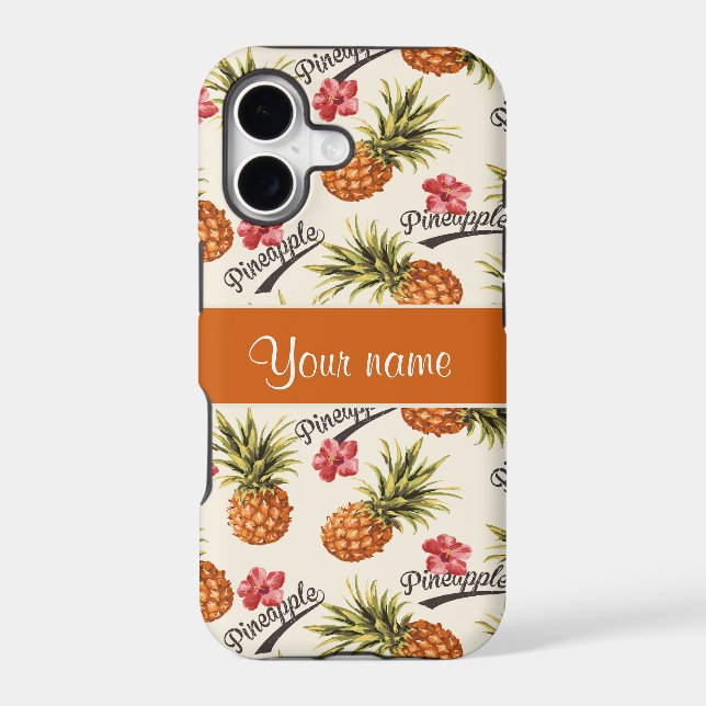 Pineapple and Hibiscus Iphone Case (Back)