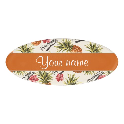 Pineapple and Hibiscus Name Tag